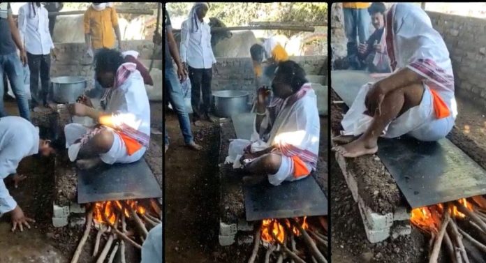 Video Viral : गरम तव्यावर बसून भक्तांना शिवीगाळ करणाऱ्या बाबा गायब; भक्तांनी केला अजब दावा