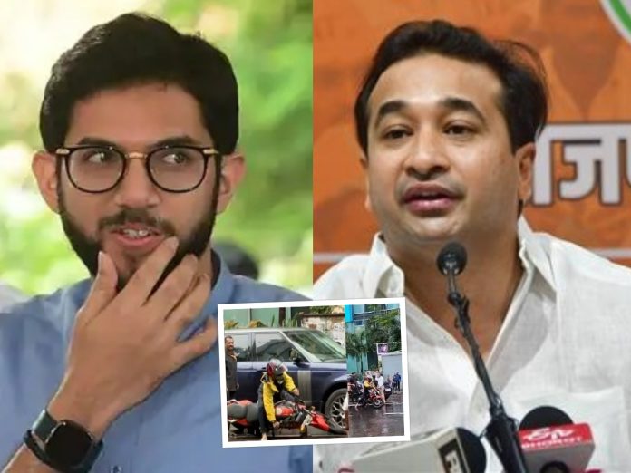 आदित्य ठाकरेंच्या कारला दुचाकीने ठोकल्यानंतर नितेश राणेंचा गंभीर आरोप, म्हणाले "राऊतांप्रमाणे बनाव..." title=