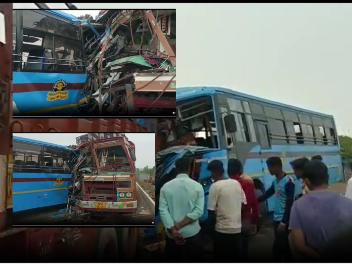 एसटी बस आणि ट्रकची समोरासमोर धडक, दोन्ही वाहनांचा चक्काचूर, भीषण अपघातात 1 ठार तर 15 जखमी