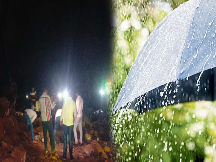 पावसामुळं रायगड- पोलादपूर महाबळेश्वर मार्गावर दरड; पाहा Monsoon Updates  title=