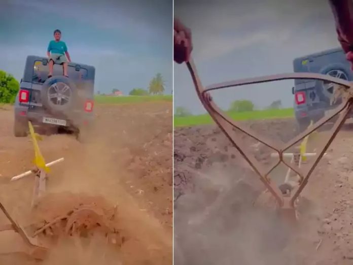 शेतीसाठी काय पण...! 12.50 लाखांच्या गाडीने नांगरली शेती