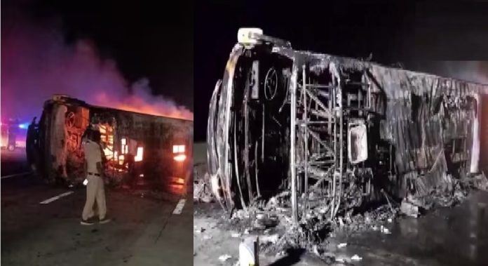 Buldhana Bus Accident : बुलडाणा बस अपघाताचा नवा व्हिडिओ आला समोर, बसचा कोळसा तर मृतांचा आकडा 26 वर  title=